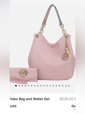 New MFK Women's Pink Hobo Bag and Wallet Set - Branded Charm